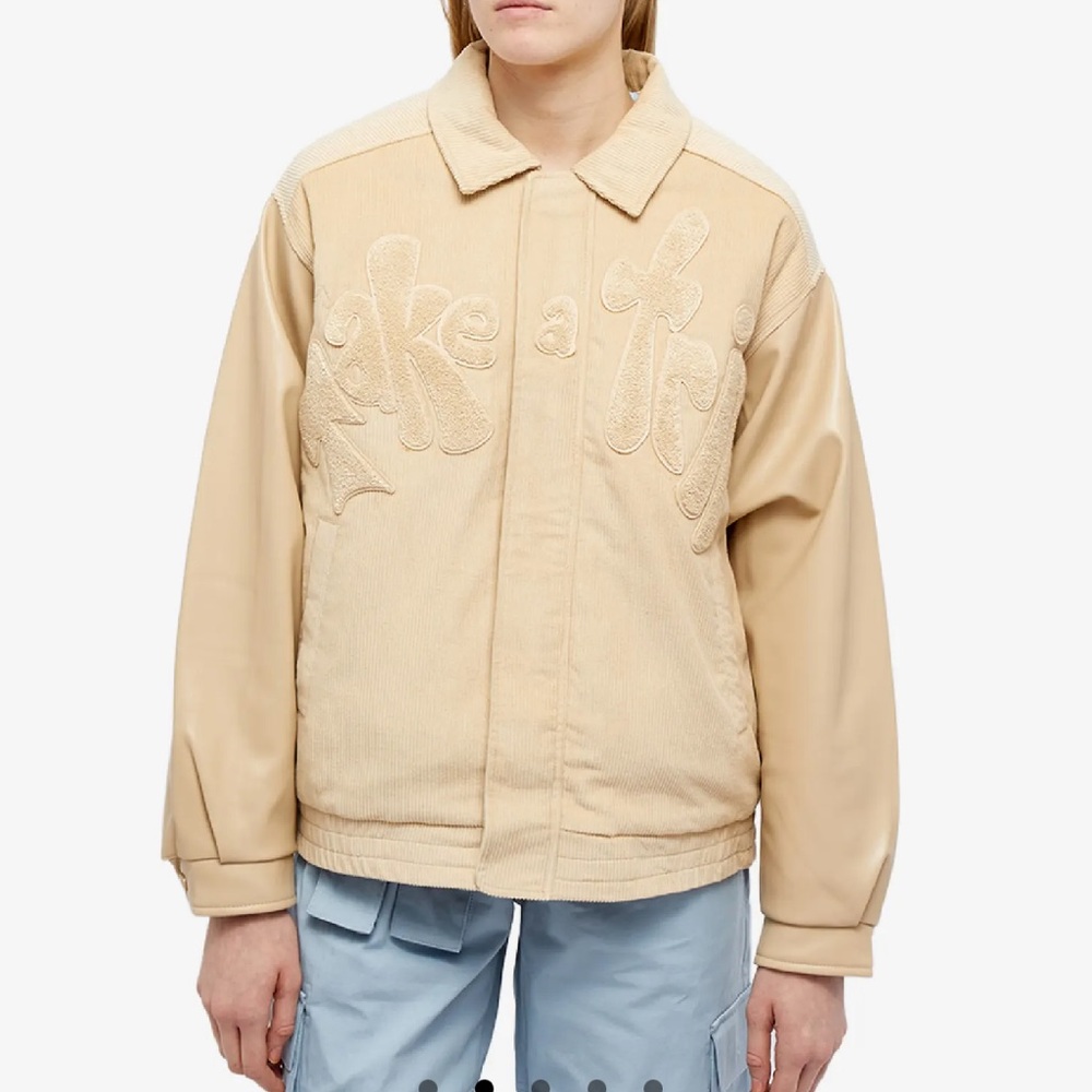 House of sunny take a trip corduroy/leather bomber jacket color dune